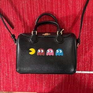 Coach Black Satchel with Retro Game Design